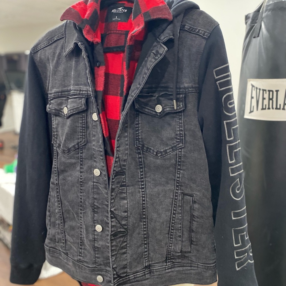 Hollisterr Black Denim jacket with hoodie